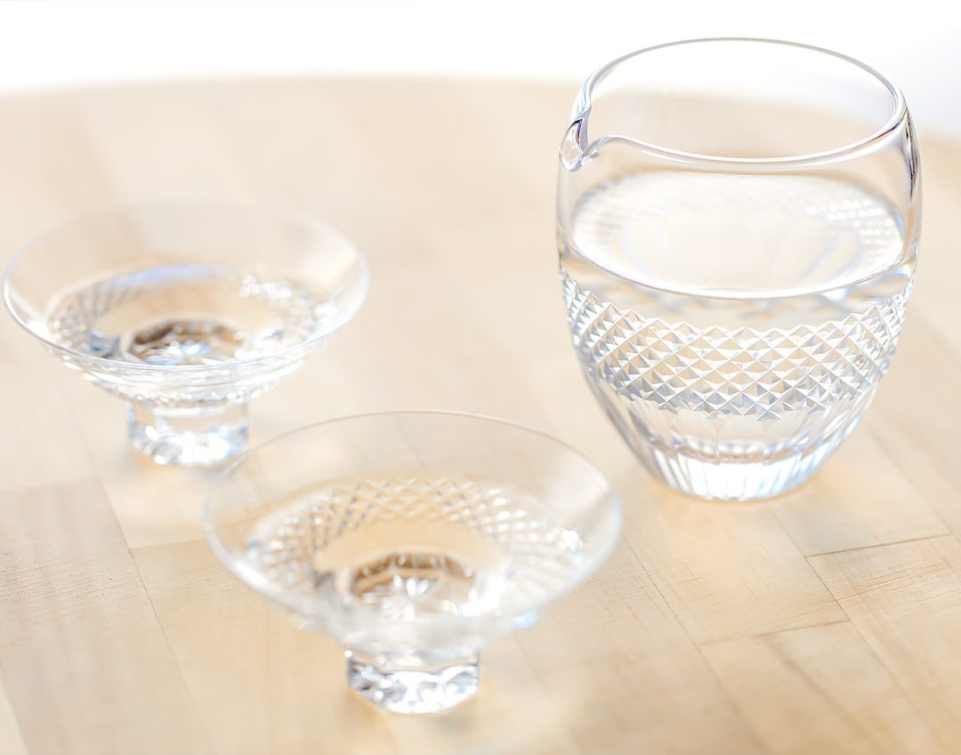 江戶切子 清酒杯三件套 <魚子紋> 尊貴禮品